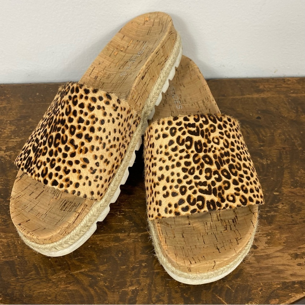 J/Slides Calf hair Leopard print slides